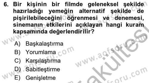 Gastronomi Ve Medya Dersi 2025 - 2026 Yılı (Vize) Ara Sınav Soruları 6. Soru