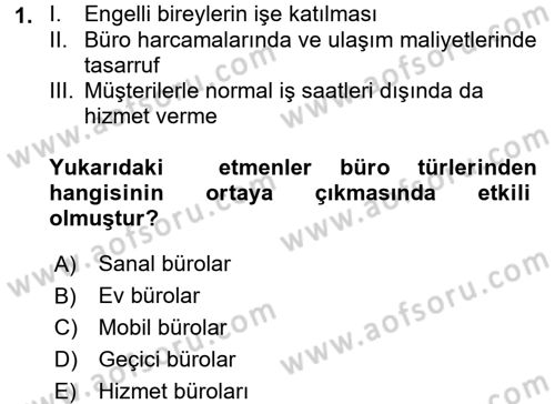 Büro Teknolojileri Dersi 2016 - 2017 Yılı (Vize) Ara Sınav Soruları 1. Soru