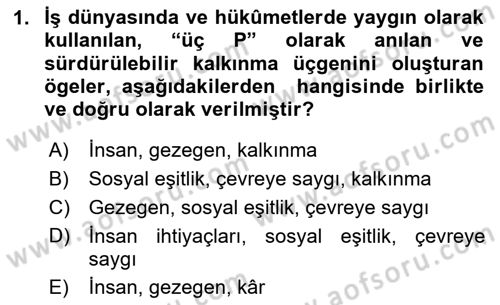 Gastronomi Ve Sürdürülebilirlik Dersi 2023 - 2024 Yılı Yaz Okulu Sınav Soruları 1. Soru