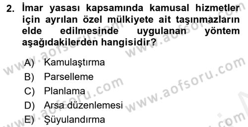 Kent, Planlama ve Afet Risk Yönetimi Dersi 2017 - 2018 Yılı (Final) Dönem Sonu Sınav Soruları 2. Soru