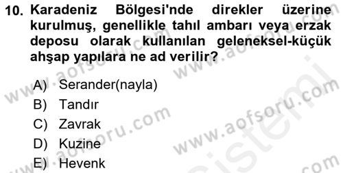 Yöresel Mutfaklar Dersi 2018 - 2019 Yılı (Final) Dönem Sonu Sınav Soruları 10. Soru