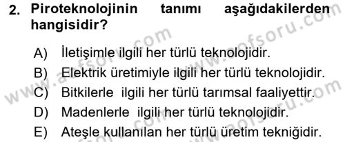 Gastronomi Tarihi Dersi 2015 - 2016 Yılı (Final) Dönem Sonu Sınav Soruları 2. Soru