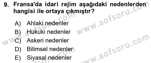 İdari Yargı Dersi 2018 - 2019 Yılı Yaz Okulu Sınav Soruları 9. Soru