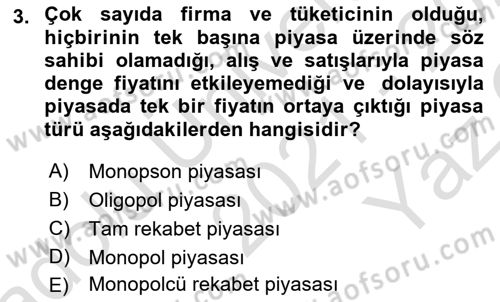 Afet Ekonomisi Ve Sigortacılığı Dersi 2021 - 2022 Yılı Yaz Okulu Sınav Soruları 3. Soru