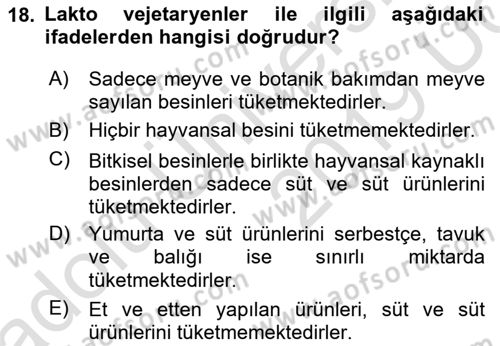 Menü Yönetimi Dersi 2018 - 2019 Yılı 3 Ders Sınav Soruları 18. Soru