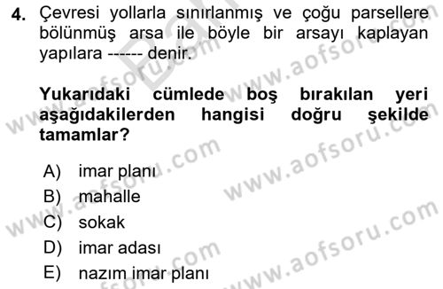 Yangın ve Yangın Güvenliği Dersi 2023 - 2024 Yılı (Final) Dönem Sonu Sınav Soruları 4. Soru