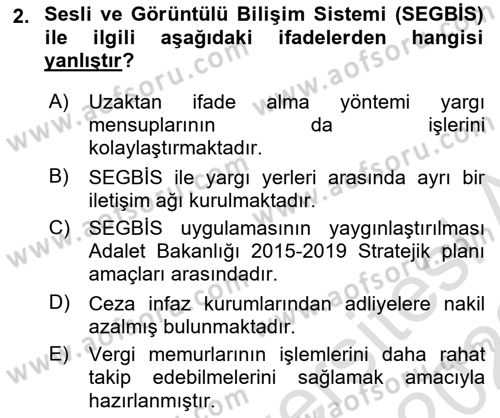 Mesleki Bilgisayar Ve Uyap Dersi 2021 - 2022 Yılı (Final) Dönem Sonu Sınav Soruları 2. Soru