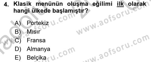 Menü Yönetimi Dersi 2016 - 2017 Yılı 3 Ders Sınav Soruları 4. Soru