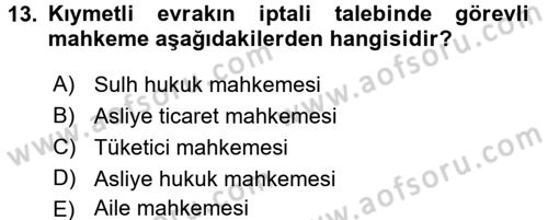 Hukuk Dili Ve Adli Yazışmalar Dersi 2016 - 2017 Yılı (Vize) Ara Sınav Soruları 13. Soru
