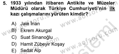 Arkeolojik Alan Yönetimi Dersi 2016 - 2017 Yılı (Final) Dönem Sonu Sınav Soruları 5. Soru