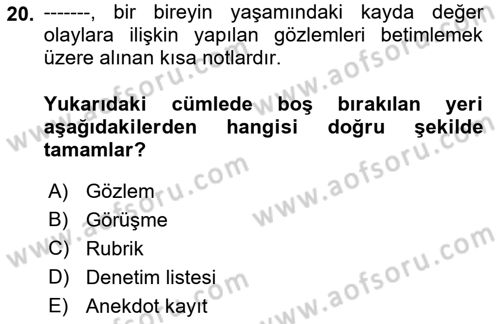 Acil Durum ve Afet Farkındalık Eğitimi Dersi 2021 - 2022 Yılı (Final) Dönem Sonu Sınav Soruları 20. Soru
