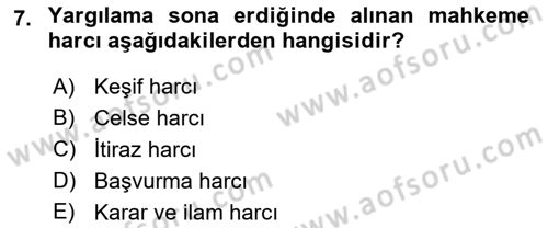 Damga Vergisi Ve Harçlar Bilgisi Dersi 2018 - 2019 Yılı 3 Ders Sınav Soruları 7. Soru