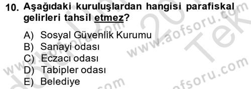 Damga Vergisi Ve Harçlar Bilgisi Dersi 2014 - 2015 Yılı Tek Ders Sınav Soruları 10. Soru