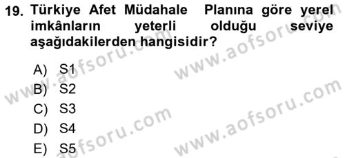 Afet Senaryosu ve Tatbikatlar Dersi 2024 - 2025 Yılı (Vize) Ara Sınav Soruları 19. Soru