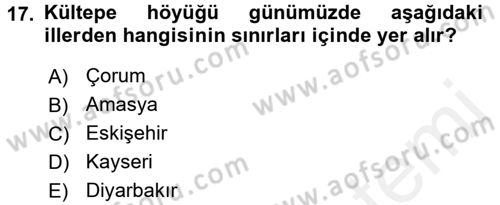 Anadolu Arkeolojisi Dersi 2015 - 2016 Yılı Tek Ders Sınav Soruları 17. Soru