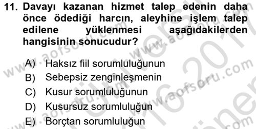 Damga Vergisi Ve Harçlar Bilgisi Dersi 2016 - 2017 Yılı (Final) Dönem Sonu Sınav Soruları 11. Soru