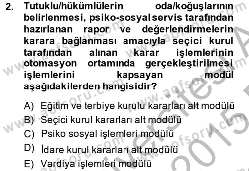 Ulusal Yargı Ağı Projesi 2 Dersi 2014 - 2015 Yılı (Final) Dönem Sonu Sınav Soruları 2. Soru