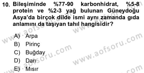 Gıda Coğrafyası Dersi 2024 - 2025 Yılı (Vize) Ara Sınav Soruları 10. Soru