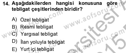 Hukuk Dili Ve Adli Yazışmalar Dersi 2014 - 2015 Yılı (Final) Dönem Sonu Sınav Soruları 14. Soru