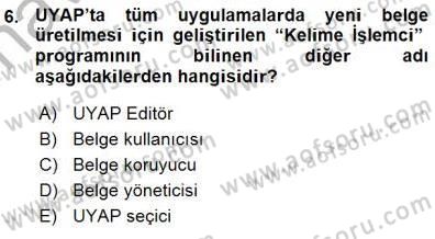 Ulusal Yargı Ağı Projesi 1 Dersi 2015 - 2016 Yılı (Vize) Ara Sınav Soruları 6. Soru