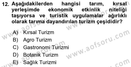 Gastronominin Temelleri Dersi 2024 - 2025 Yılı Yaz Okulu Sınav Soruları 12. Soru