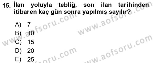 Hukuk Dili Ve Adli Yazışmalar Dersi 2017 - 2018 Yılı 3 Ders Sınav Soruları 15. Soru