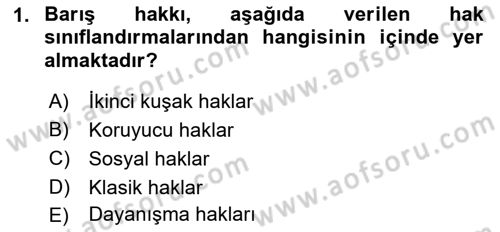 İnsan Hakları Ve Kamu Özgürlükleri Dersi 2022 - 2023 Yılı Yaz Okulu Sınav Soruları 1. Soru