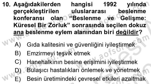 Gastronomi Ve Sürdürülebilirlik Dersi 2021 - 2022 Yılı (Final) Dönem Sonu Sınav Soruları 10. Soru