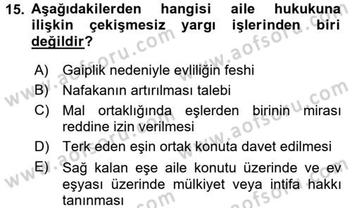 Hukuk Dili Ve Adli Yazışmalar Dersi 2015 - 2016 Yılı (Vize) Ara Sınav Soruları 15. Soru