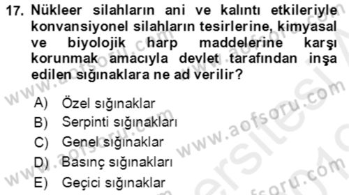 Kbrn Savunma Ve Güvenlik Dersi 2018 - 2019 Yılı (Final) Dönem Sonu Sınav Soruları 17. Soru