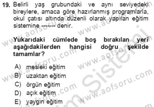 Göç Ve Göçmen Sorunları Dersi 2019 - 2020 Yılı (Vize) Ara Sınav Soruları 19. Soru
