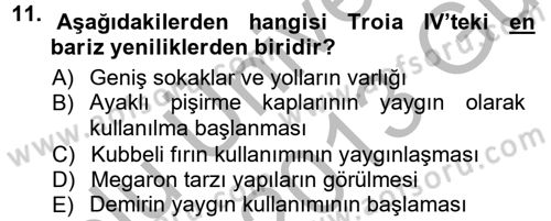 Anadolu Arkeolojisi Dersi 2012 - 2013 Yılı (Vize) Ara Sınav Soruları 11. Soru