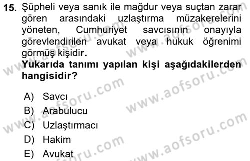 Mesleki Bilgisayar Ve Uyap Dersi 2022 - 2023 Yılı (Final) Dönem Sonu Sınav Soruları 15. Soru
