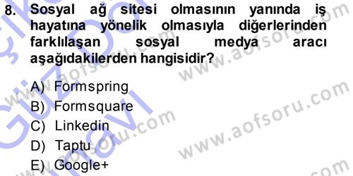 Büro Teknolojileri Dersi 2013 - 2014 Yılı (Vize) Ara Sınav Soruları 8. Soru