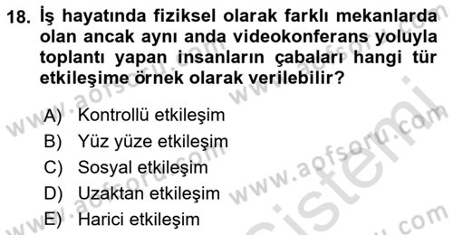 Büro Teknolojileri Dersi 2022 - 2023 Yılı (Vize) Ara Sınav Soruları 18. Soru