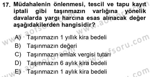 Damga Vergisi Ve Harçlar Bilgisi Dersi 2018 - 2019 Yılı 3 Ders Sınav Soruları 17. Soru