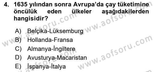 İçecek Bilgisi Dersi 2024 - 2025 Yılı (Vize) Ara Sınav Soruları 4. Soru