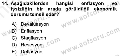 Afet Ekonomisi Ve Sigortacılığı Dersi 2018 - 2019 Yılı (Vize) Ara Sınav Soruları 14. Soru