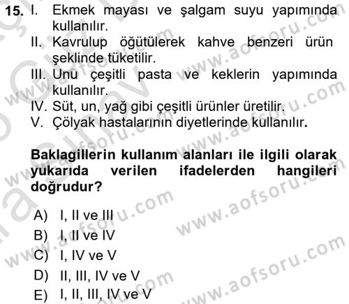 Gıda Coğrafyası Dersi 2024 - 2025 Yılı (Vize) Ara Sınav Soruları 15. Soru