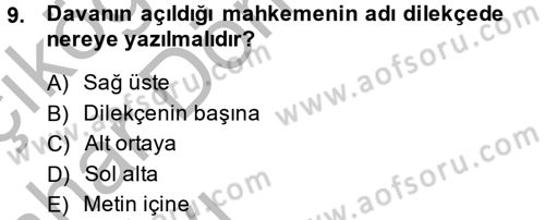 Hukuk Dili Ve Adli Yazışmalar Dersi 2014 - 2015 Yılı (Vize) Ara Sınav Soruları 9. Soru