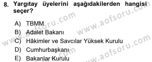 İdari Yargı Dersi 2015 - 2016 Yılı (Vize) Ara Sınav Soruları 8. Soru