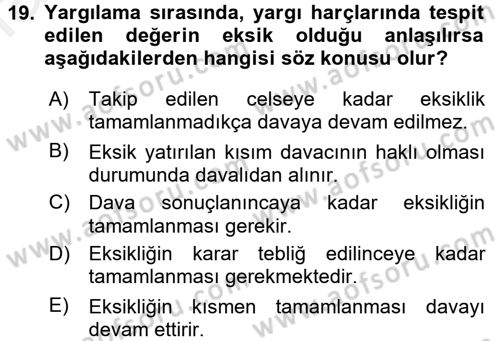 Damga Vergisi Ve Harçlar Bilgisi Dersi 2015 - 2016 Yılı Tek Ders Sınav Soruları 19. Soru