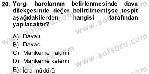 Damga Vergisi Ve Harçlar Bilgisi Dersi 2013 - 2014 Yılı (Final) Dönem Sonu Sınav Soruları 20. Soru