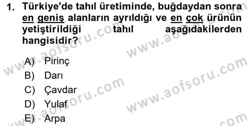 Gıda Coğrafyası Dersi 2016 - 2017 Yılı (Final) Dönem Sonu Sınav Soruları 1. Soru