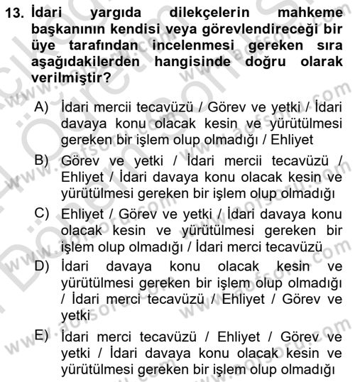 Temel Kalem Mevzuatı Bilgisi Dersi 2023 - 2024 Yılı (Final) Dönem Sonu Sınav Soruları 13. Soru