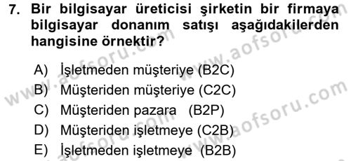 Büro Teknolojileri Dersi 2016 - 2017 Yılı (Vize) Ara Sınav Soruları 7. Soru