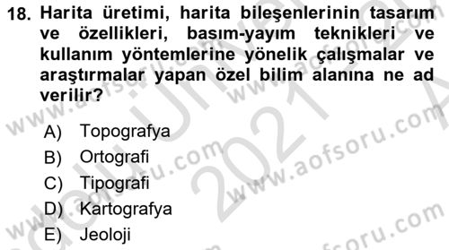 Kent, Planlama ve Afet Risk Yönetimi Dersi 2021 - 2022 Yılı (Vize) Ara Sınav Soruları 18. Soru