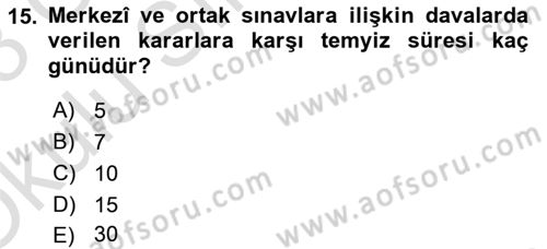 İdari Yargı Dersi 2022 - 2023 Yılı Yaz Okulu Sınav Soruları 15. Soru