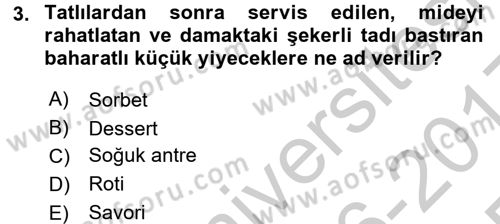 Menü Yönetimi Dersi 2016 - 2017 Yılı 3 Ders Sınav Soruları 3. Soru