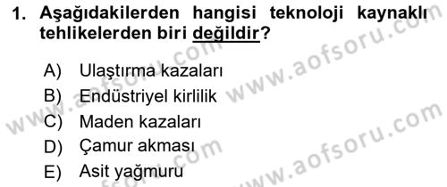 Afet Yönetimi 2 Dersi 2024 - 2025 Yılı (Final) Dönem Sonu Sınav Soruları 1. Soru